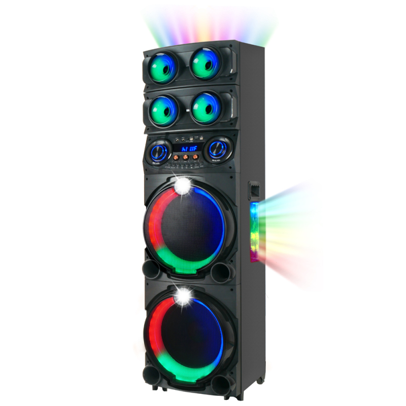 Zore GD-2126 Dijital LED Göstergeli FM Radyolu Mikrofonlu RGB TWS Çift 12 inç Stereo Bass Kablosuz Karaoke Hoparlör - 5