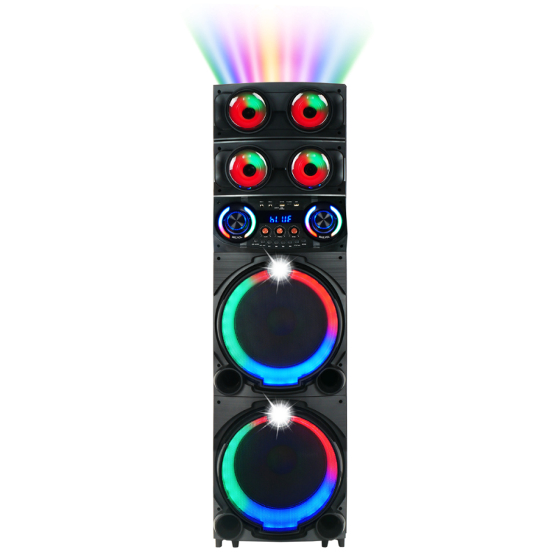 Zore GD-2126 Dijital LED Göstergeli FM Radyolu Mikrofonlu RGB TWS Çift 12 inç Stereo Bass Kablosuz Karaoke Hoparlör - 7