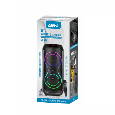 Zore GD-2801 Dijital LED Göstergeli Mikrofonlu RGB TWS Çift 8 inç Stereo Bass Kablosuz Karaoke Hoparlör - 2