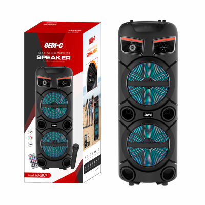 Zore GD-2809 Digital LED Indicator, FM Radio, RGB TWS with Microphone, Dual 8 inch Stereo Bass Wireless Karaoke Speaker - 9