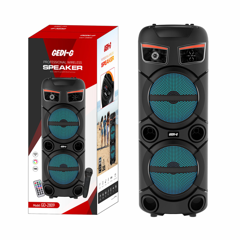 Zore GD-2809 Dijital LED Göstergeli FM Radyolu Mikrofonlu RGB TWS Çift 8 inç Stereo Bass Kablosuz Karaoke Hoparlör - 9