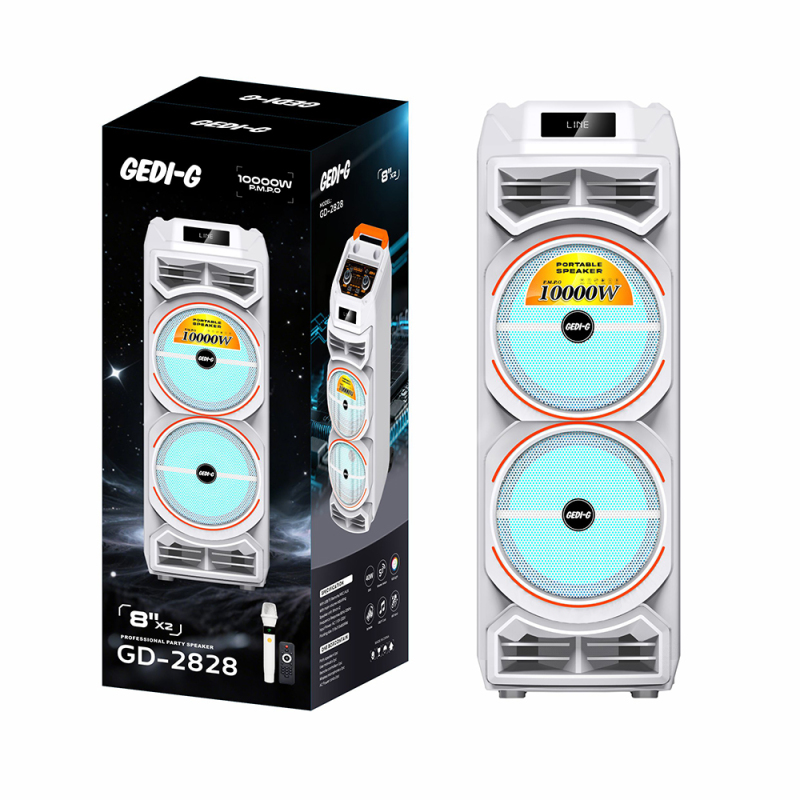 Zore GD-2828 Dijital LED Göstergeli Mikrofonlu RGB TWS Çift 8 inç Stereo Bass Kablosuz Karaoke Hoparlör - 5