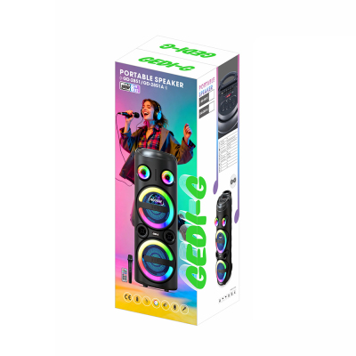 Zore GD-2851 Digital LED Display FM Radio Microphone RGB TWS Dual 8-inch Stereo Bass Wireless Karaoke Speaker - 2