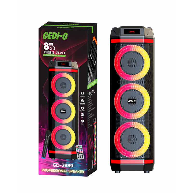 Zore GD-2889 Dijital LED Göstergeli Mikrofonlu RGB Üçlü 8 inç Stereo Bass Kablosuz Karaoke Hoparlör - 2