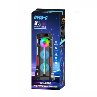 Zore GD-2896 Dijital LED Göstergeli Mikrofonlu RGB TWS Çift 8 inç Stereo Bass Kablosuz Karaoke Hoparlör - 2
