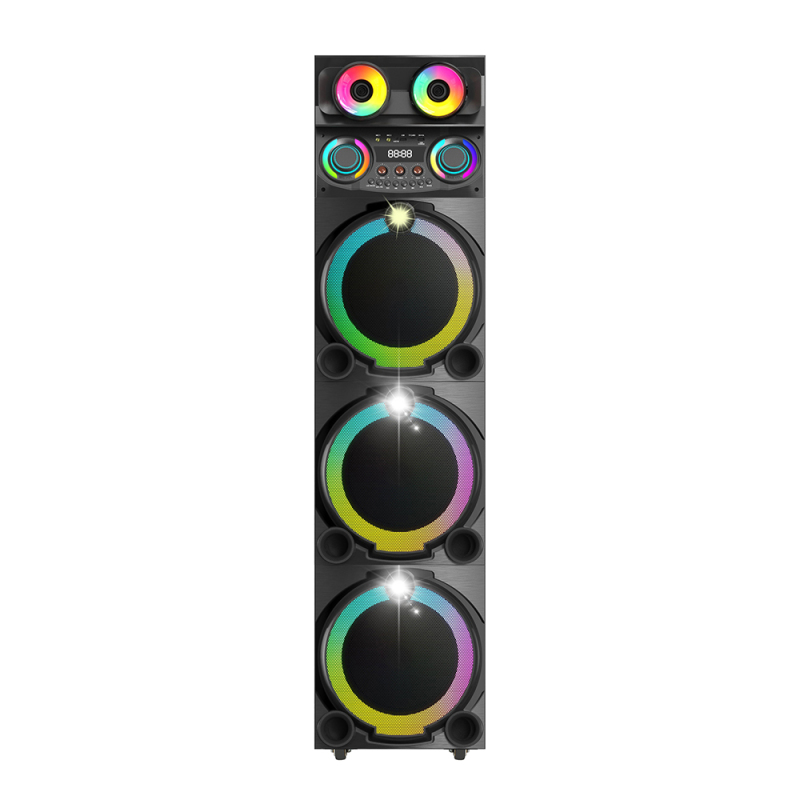 Zore GD-3127 RGB TWS Triple 12-inch Stereo Bass Wireless Karaoke Speaker with Digital LED Display and Microphone - 3