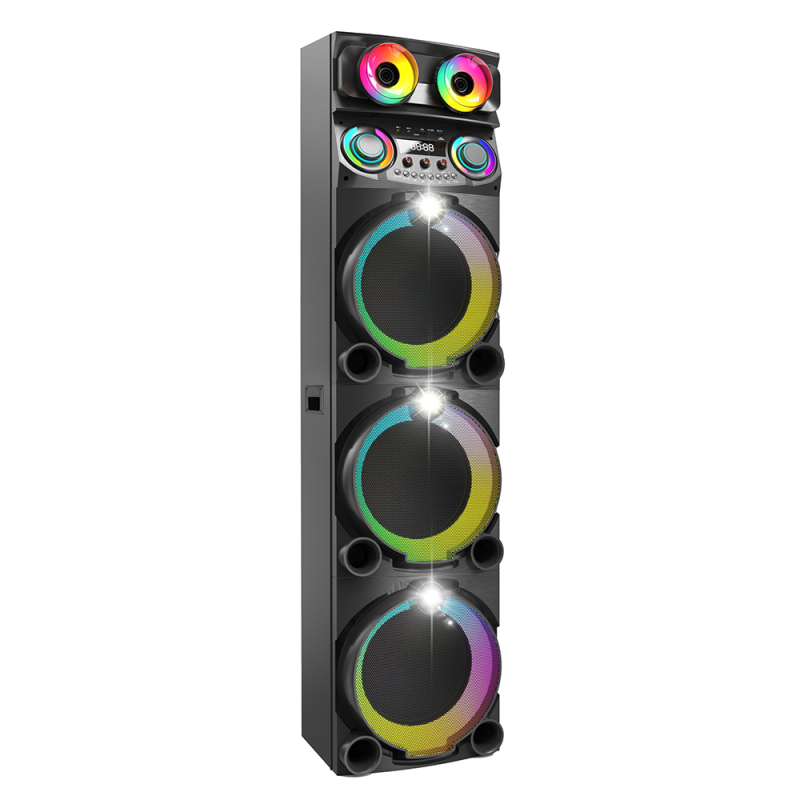 Zore GD-3127 RGB TWS Triple 12-inch Stereo Bass Wireless Karaoke Speaker with Digital LED Display and Microphone - 2