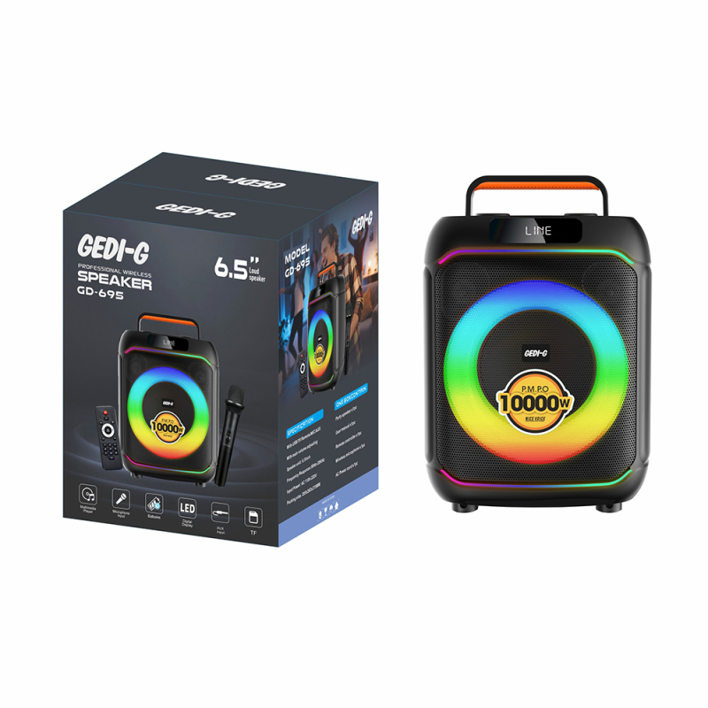 Zore GD-695 Dijital LED Göstergeli Mikrofonlu RGB TWS 6.5 inç Stereo Bass Kablosuz Karaoke Hoparlör - 2