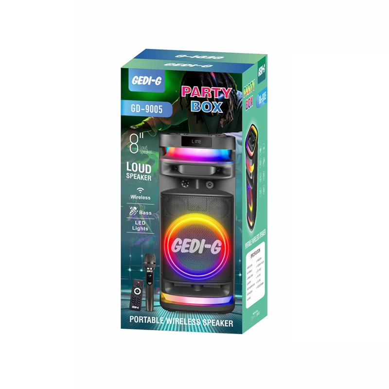 Zore GD-9005 Mikrofonlu RGB TWS 8 inç Stereo Bass Kablosuz Karaoke Hoparlör - 2