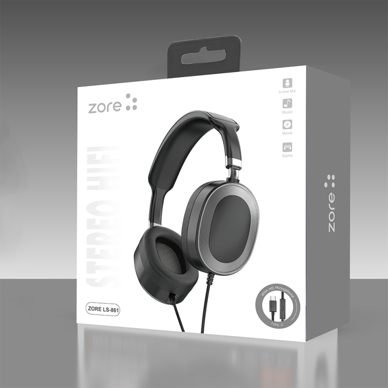 Zore LS-861 Plug and Play Type-C Over-Ear Headphones - 9
