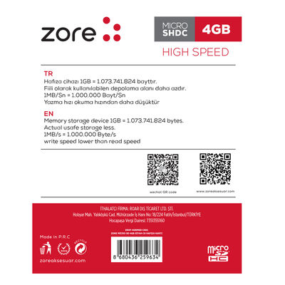 Zore Micro SD Hafıza Kartı 4GB - 2