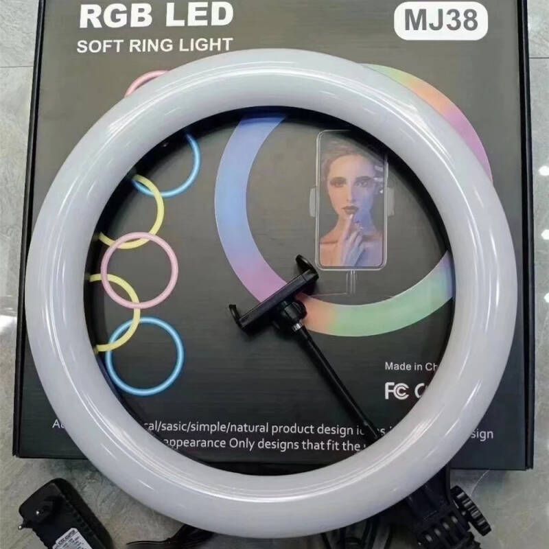 Zore MJ38 RGB 25W Ring Light Live Broadcast 38cm USB Phone Stand - 17