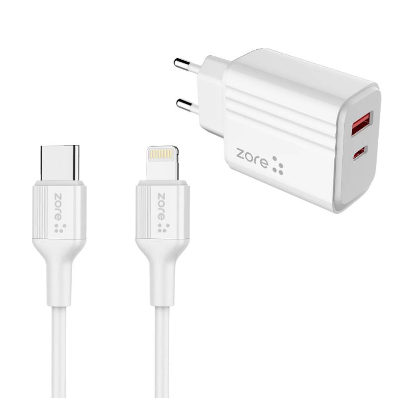 Zore Play Series PL3 Type-C to Lightning 2in1 PD Travel Charger 20W - 1