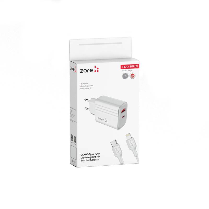 Zore Play Series PL3 Type-C to Lightning 2in1 PD Travel Charger 20W - 7