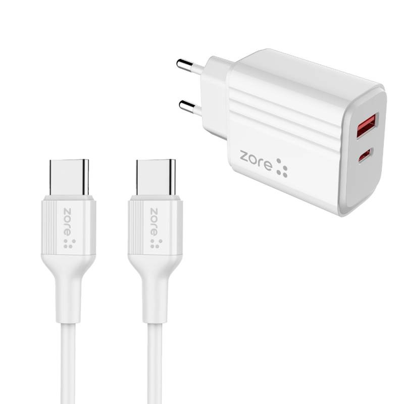 Zore Play Serisi PL07 Type-C to Type-C 2in1 PD Seyahat Şarj Aleti 20W - 1