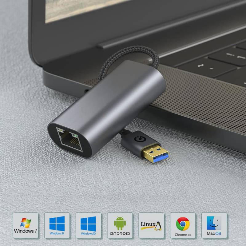 Zore QG03 USB-A to RJ45 USB3.0 Ethernet Converter Cable 1000Mbps 22cm - 8