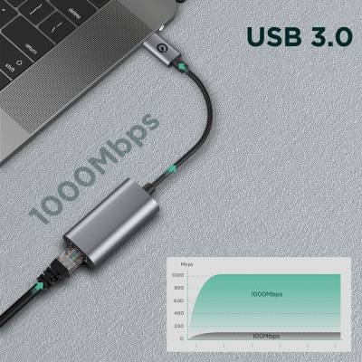 Zore QG03 USB-A to RJ45 USB3.0 Ethernet Dönüştürücü Kablo 1000Mbps 22cm - 3
