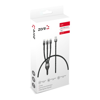 ​Zore Shira Series 3 in 1 USB Cable 30cm - 1