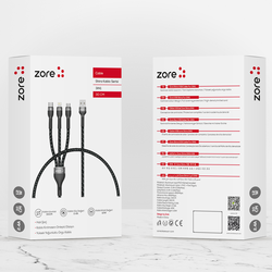 ​Zore Shira Series 3 in 1 USB Cable 30cm - 2