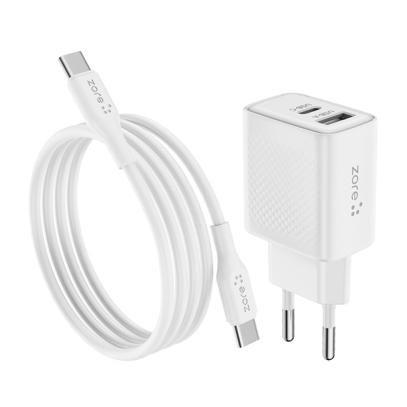 Zore Titan Series ZT05 Type-C to Type-C 20W Travel Charger Kit 1M - 1