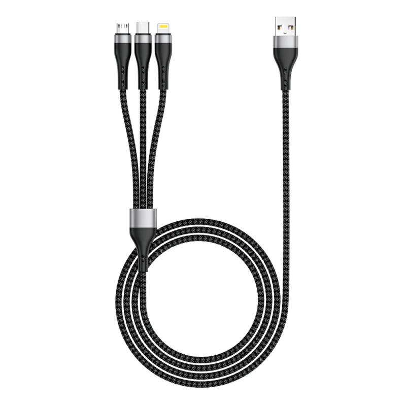 Zore ZR-43 3in1 USB-A to Lightning – Type-C – Micro Charging and Data Cable 20W 1.5M - 1