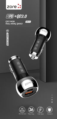 Zore ZR-C1 Micro 2 in 1 Car Charger Set - 3