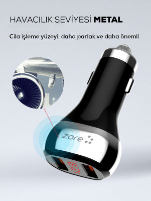 Zore ZR-C2 Type-C 2 in 1 Car Charger Set - 3