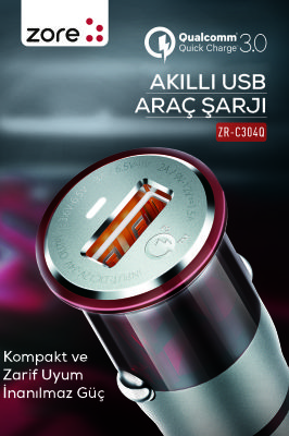 Zore ZR-C304Q Micro Car Charger Set - 6