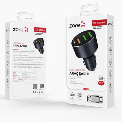 Zore ZR-C703Q Type-C 2 in 1 Car Charger Set - 1